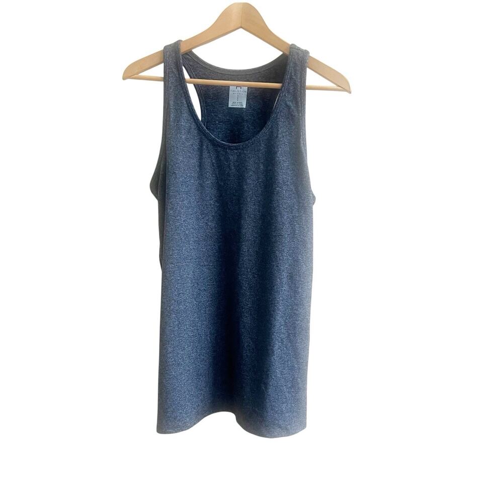 Halston Studio Tank Top Women M Blue Racerback Activewear Lounge Sporty Leisure